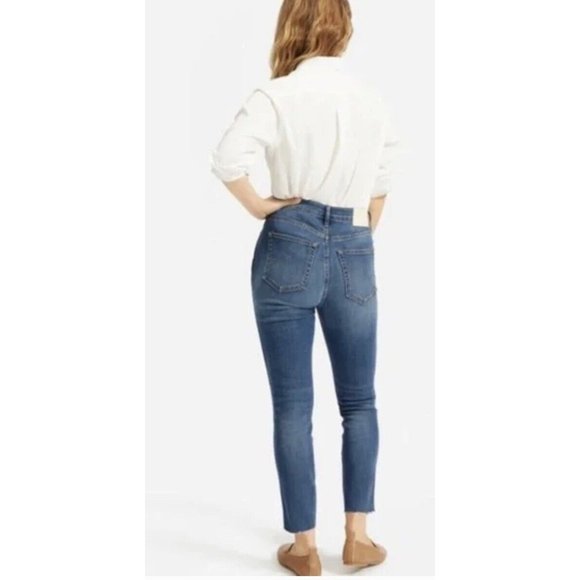 Everlane The Vintage Skinny Jean 26 Ankle High Rise‎ Button Fly Raw Hem Blue $78 - Picture 6 of 7